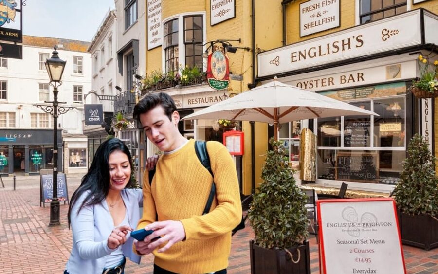 Brighton: City Walking Tour & Exploration Game - The app game mechanics: scoring, a leaderboard, and pacing at your control