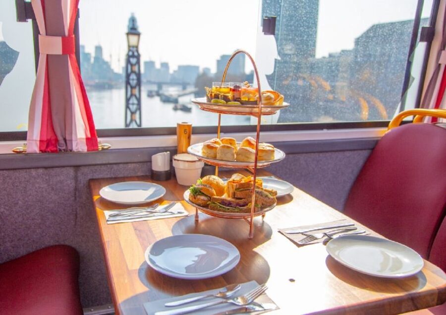 London: Afternoon Tea Bus with a Glass of Prosecco - The 90-minute tea spread: sandwiches, scones, cakes, and mini desserts