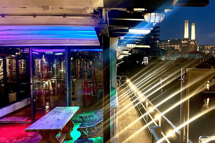 London: Dark Comedy on Iconic Battersea Barge - Battersea Barge setup: three decks, one great night