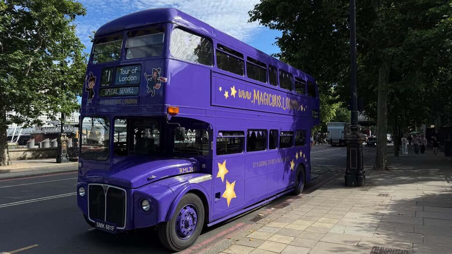 London: Guided Harry Potter Bus Tour of Locations - Getting On The Purple Routemaster at Embankment Station