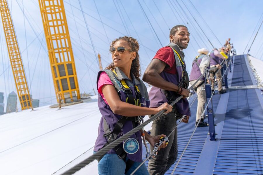 London: O2 Arena Rooftop Climbing Experience - The winter snow globe moment: a festive twist on the roof