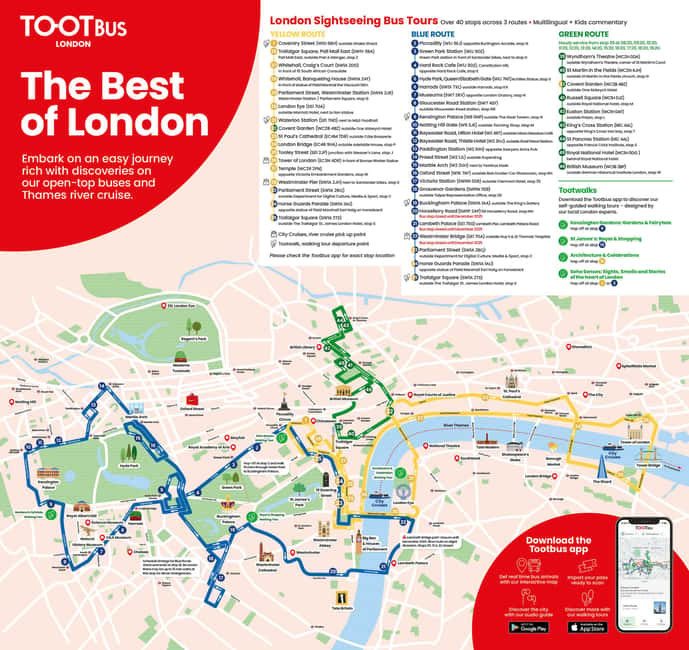 London: Tootbus Hop-on Hop-off (Optional River Cruise) - St. Paul’s to the London Eye, a self-guided audio loop across the city