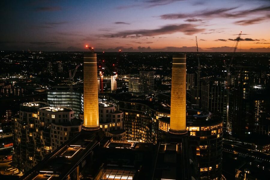 The Chimney Lift at Battersea Power Station - Lift 109 itself: express transport, glass elevator, and guided light